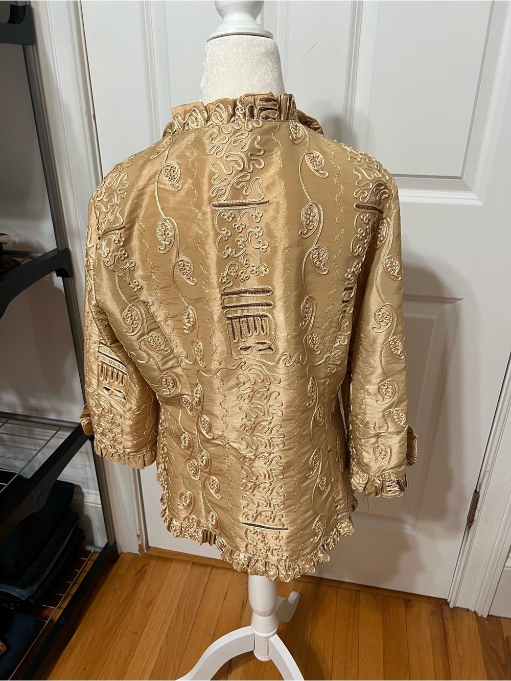 Vintage Gold Embroidered Ruffle-Trim Jacket - Picture 7 of 7